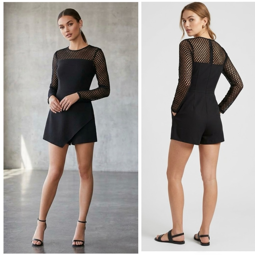 Missguided long sleeve fishnet romper
